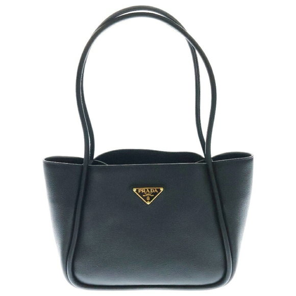Prada Triangle Tote Bag Black Leather - Picture 1 of 6